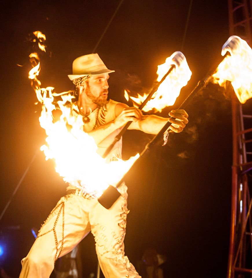 Symbiosis Gathering 2015: A huge festival for all of the Bay Area specifically San Francisco, Oakland, Berkley, and Sacramento. Love in the Fire performed their fire contact staff duet, dragon staff piece, and a fully choreographed fire fan piece with member of the Pyronauts fire troupe